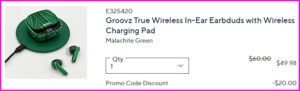 Groovz Earbuds Checkout Screen