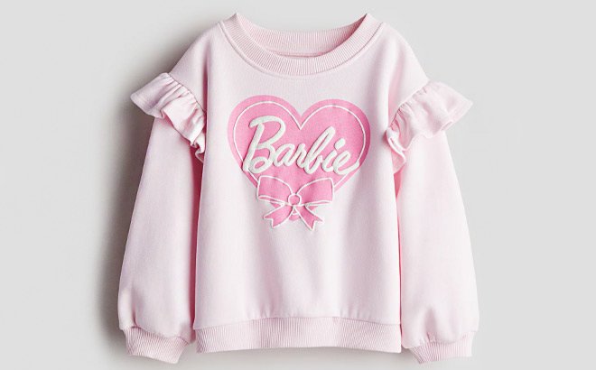 HM Barbie Ruffle Trimmed Printed Toddler Sweatshirt