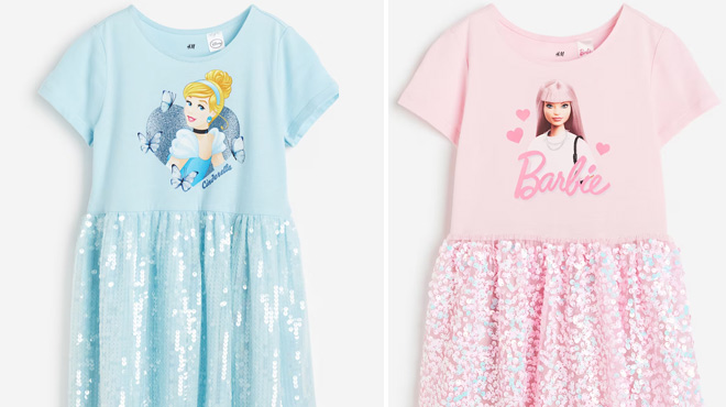 H&M Cinderella and Barbie Sequined Skirt Jersey Dress