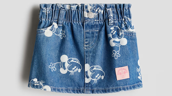 H&M Minnie Mouse Printed Denim Skirt