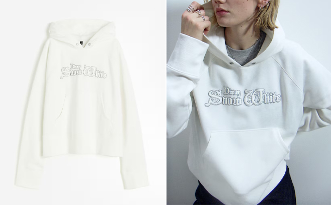 HM Oversized Hoodie in White with Motif