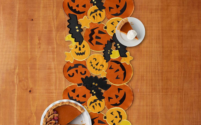 Halloween Jack o Lantern and Bats Cutout Table Runner