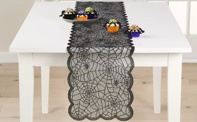 Halloween Spiderweb Lace Table Runner