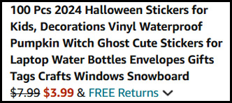 Halloween Stickers 100 Count Order Summary