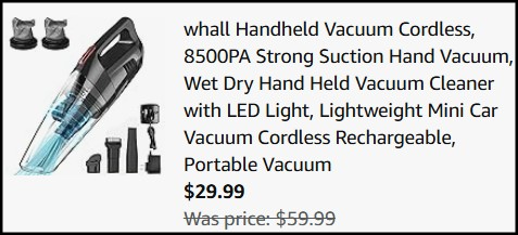 Handheld Cordless Vacuum Checkout