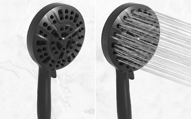 Handheld High Pressure Shower Head in Black Color