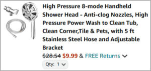 Handheld Shower Head at Checkout