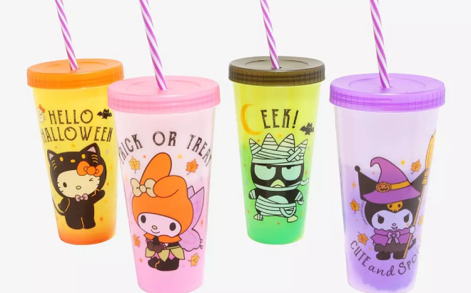 Hello Kitty And Friends Halloween Color Changing Acrylic Travel Cup Set