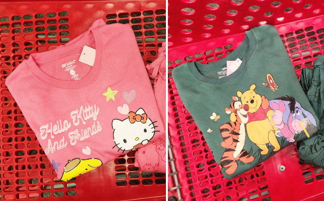 Hello Kitty and Friends and Winnie the Pooh Graphic Sweatshirts