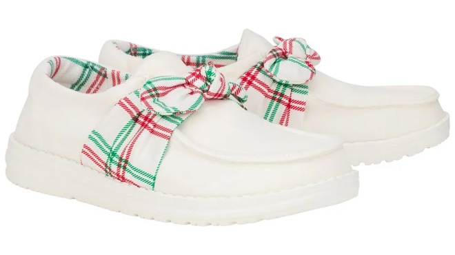 Hey Dude Wendy Bow Tartan Plaid White