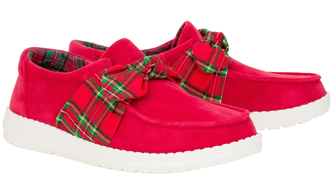 Hey Dude Wendy Bow Tartan Plaid in Red