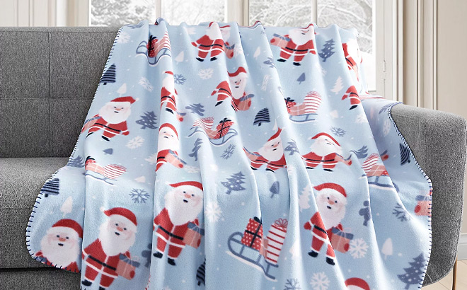 Holiday Printed Fleece Throw