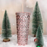 Holiday Time 26 oz Plastic Double Wall Insulated Textured Tumbler