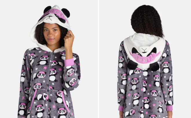 Holiday Time Union Suit Panda with Hood