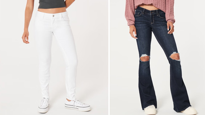 Hollister Low Rise Ripped Super Skinny Jeans and Low Rise Ripped Flare Jeans