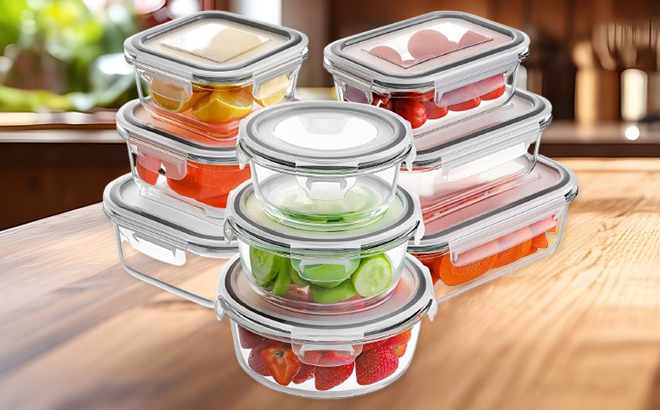 Homberking 18 Piece Glass Food Storage Containers with Lids