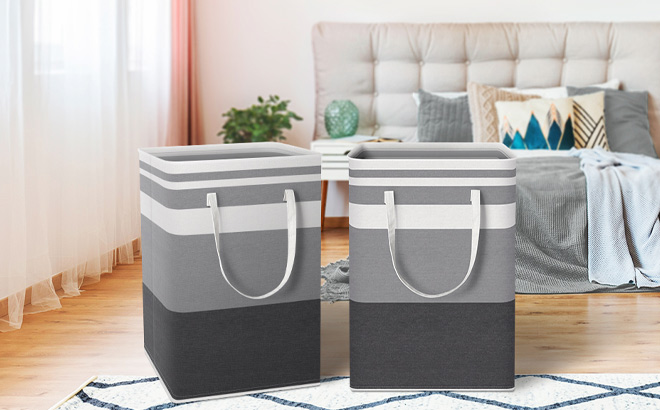 HomeHacks 2 Pack Large Laundry Basket on the Floor