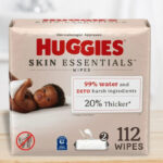 Huggies Skin Essentials Baby Wipes 112 Count on a Table