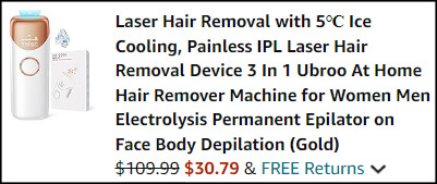 IPL Laser Hair Removal Checkout Screenshot