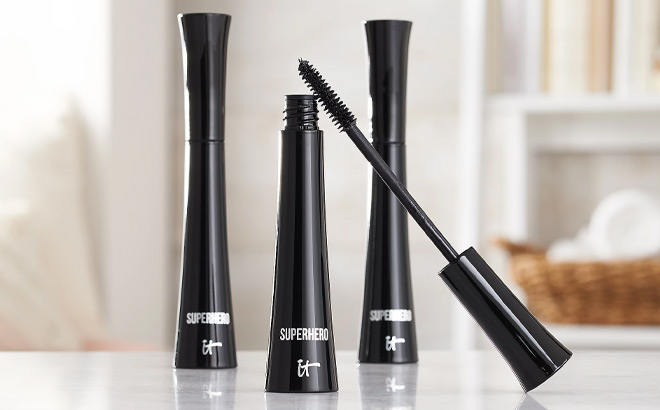 IT Cosmetics Superhero Elastic Stretch Mascara Trio on the Table