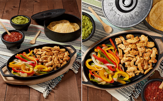 Infuse Latin Cast Iron 8 Piece Fajita Sets on a Table