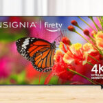 Insignia 70 Inch Class F50 Series LED 4K UHD Smart Fire TV on a Table