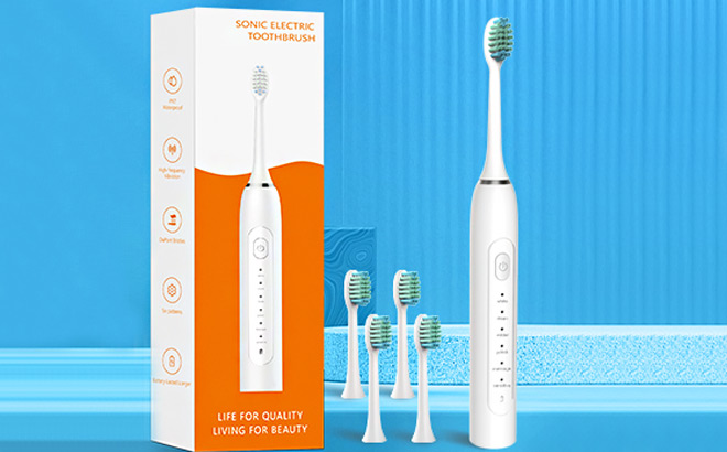 Iyglkd Electric Toothbrush with 4 Brush Heads