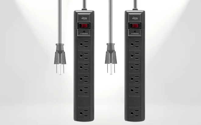 KMC 6 Outlet Surge Protector Power Strip 2 Pack