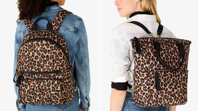 Kate Spade Camden Quilted Large Leopard Backpack and Kate Spade Chelsea Spotted Leopard Large Convertible Backpack