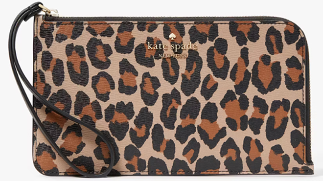 Kate Spade Leopard Medium L Zip Wristlet