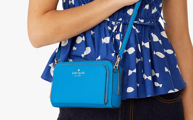 Kate Spade Staci Dual Zip Around Mini Crossbody in Blue