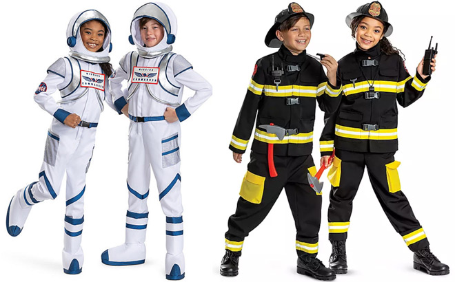 Kids Astronaut and Firefighter Costumes