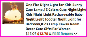 Kids Bunny Night Light Checkout Screen