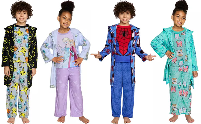 Kids Character 3 Piece Robe and Pajama Sets