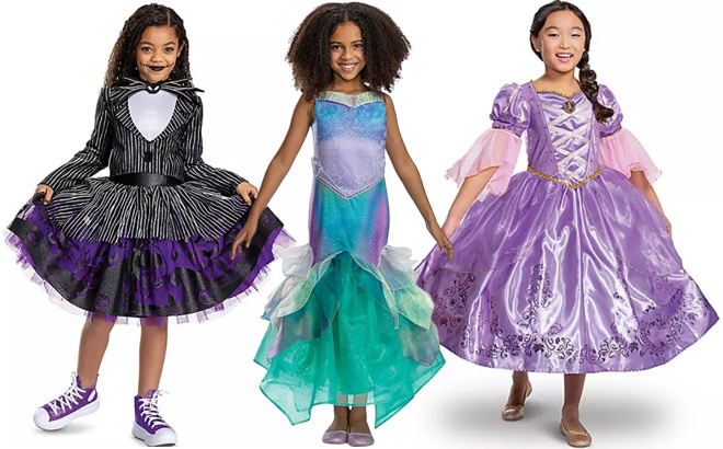 Kids Jack Skellington Ariel and Rapunzel Costumes