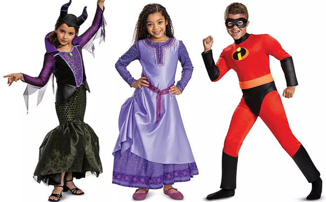 Kids Maleficent Asha and Incredibles Costumes