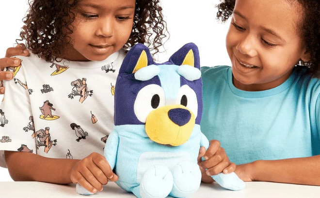 Kids Playing with Bluey Talking Plush