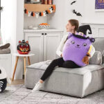 Kids Playing with Halloween Secret Pocket Squishy Plushes