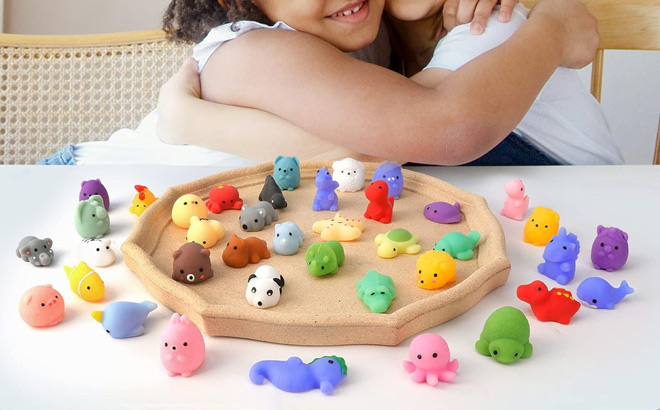 Kids Playing with Mochi Squishy Toys