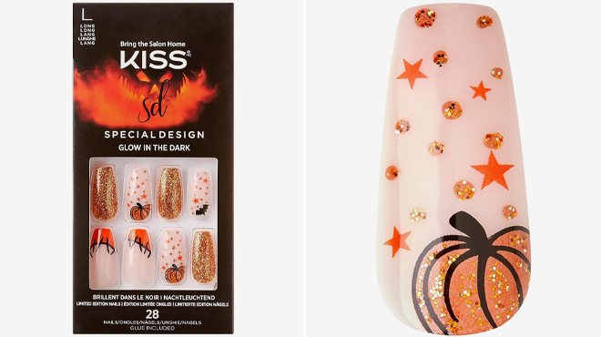 Kiss Halloween 28 Count Glow In The Dark Press On Nails