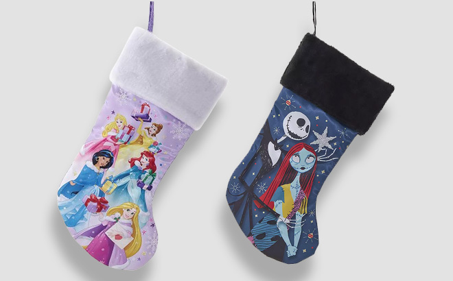 Kurt Adler Disney Princess and Nightmare Before Christmas Stocking