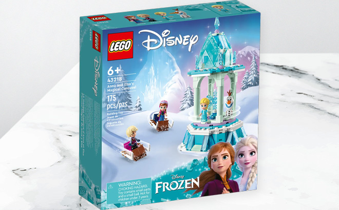 LEGO Disney Frozen Anna and Elsas Magical Carousel Building Toy Set on the Table