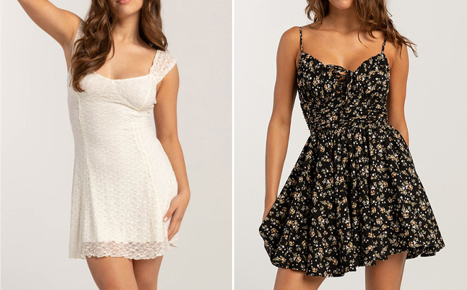 Lace Fit And Flare Dress and Cinch Waist Slip Dress