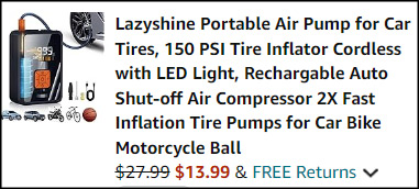 Lazyshine Portable Air Pump Checkout