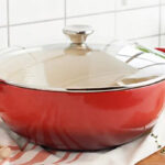 Le Creuset 7 5 Quart Enameled Cast Iron Oven with Lid on a Table