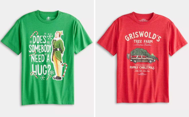 Licensed Character Mens Griswold Holiday Graphic Tee and Mens Does Somebody Need A Hug Graphic Tee