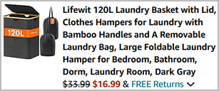 Lifewit 120 Liter Laundry Basket with Lid Screenshot