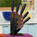 Lorna Maseko Ballerina 6 Piece Knife Block Set on a Kitchen Island