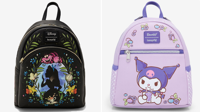 Loungefly Disney Alice In Wonderland Cameo Mini Backpack and Loungefly Kuromi Blueberries Mini Backpack