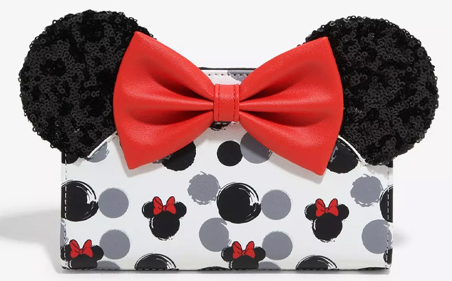 Loungefly Disney Minnie Mouse Sequin 3D Ears Snap Wallet